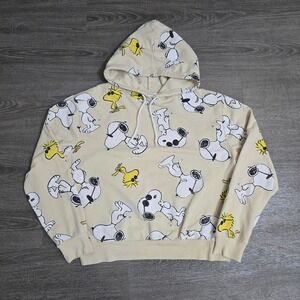 Peanuts Joe Cool Hoodie Snoopy Woodstock Sweatshirt All Over Print Women's XXL